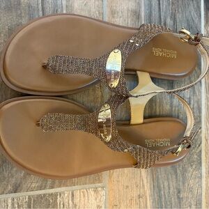 Michael Kors Gold and Brown Sandals